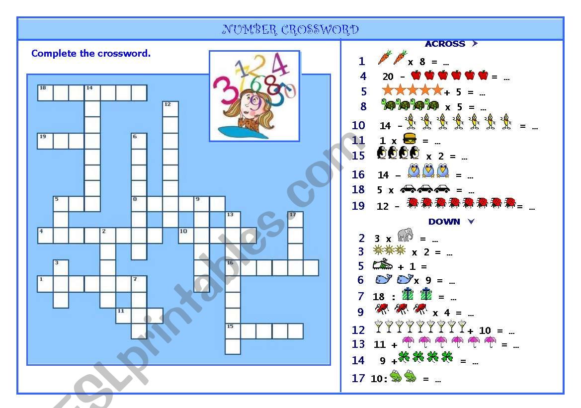 NUMBER CROSSWORD worksheet