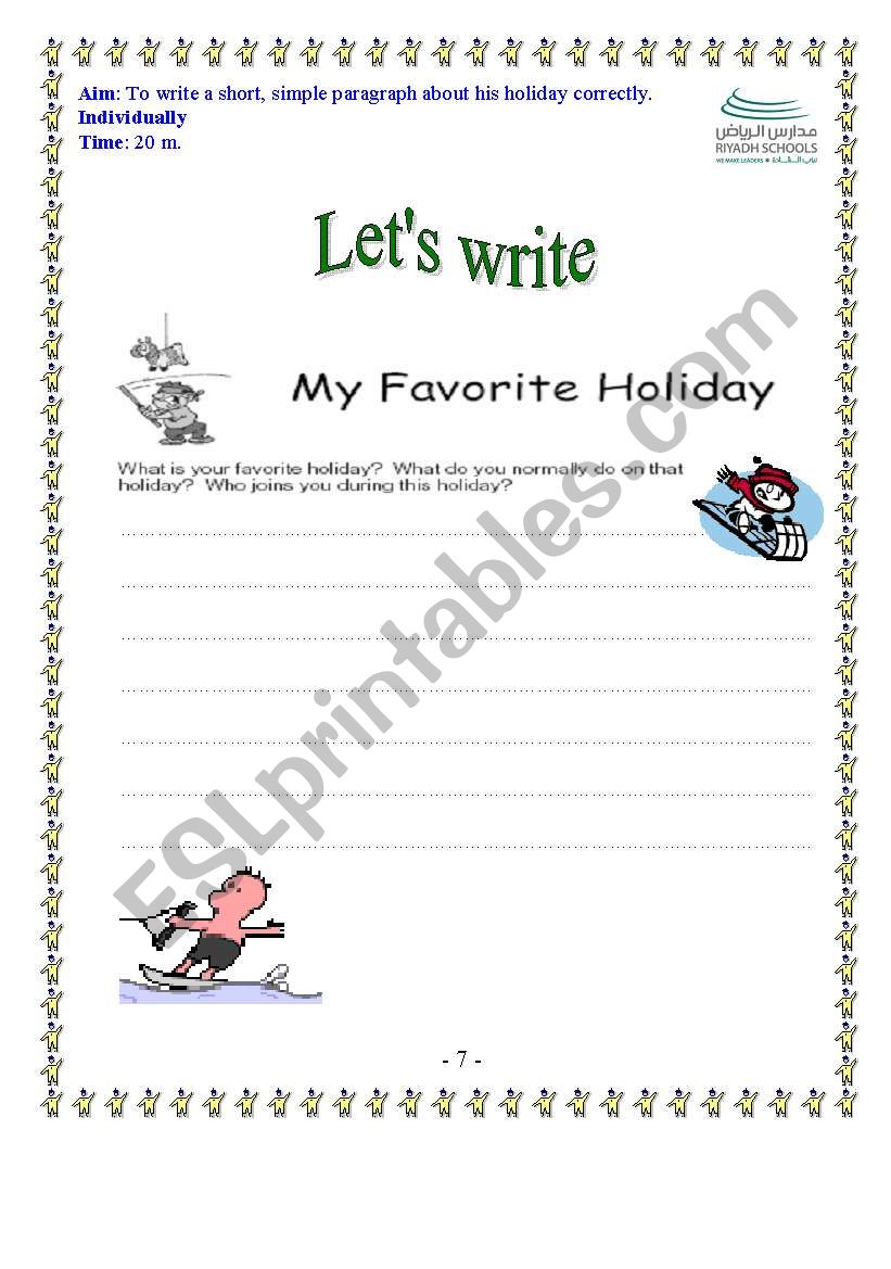 writing for my holiday worksheet