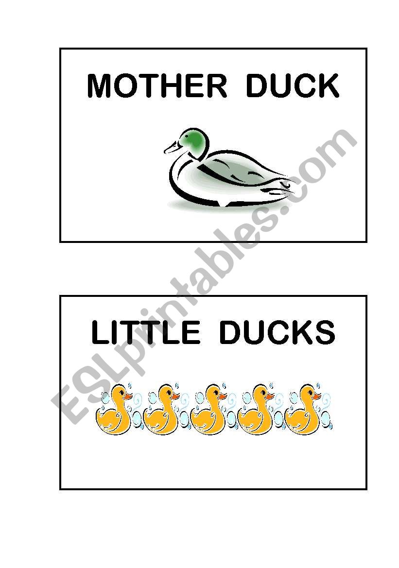 Five little ducks Flash-cards - ESL worksheet by elenirio81, image size:821x1169