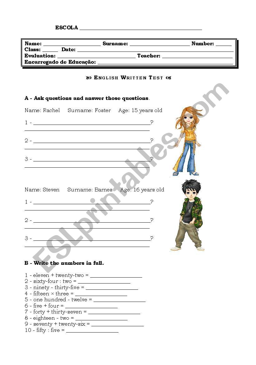 personal identification worksheet
