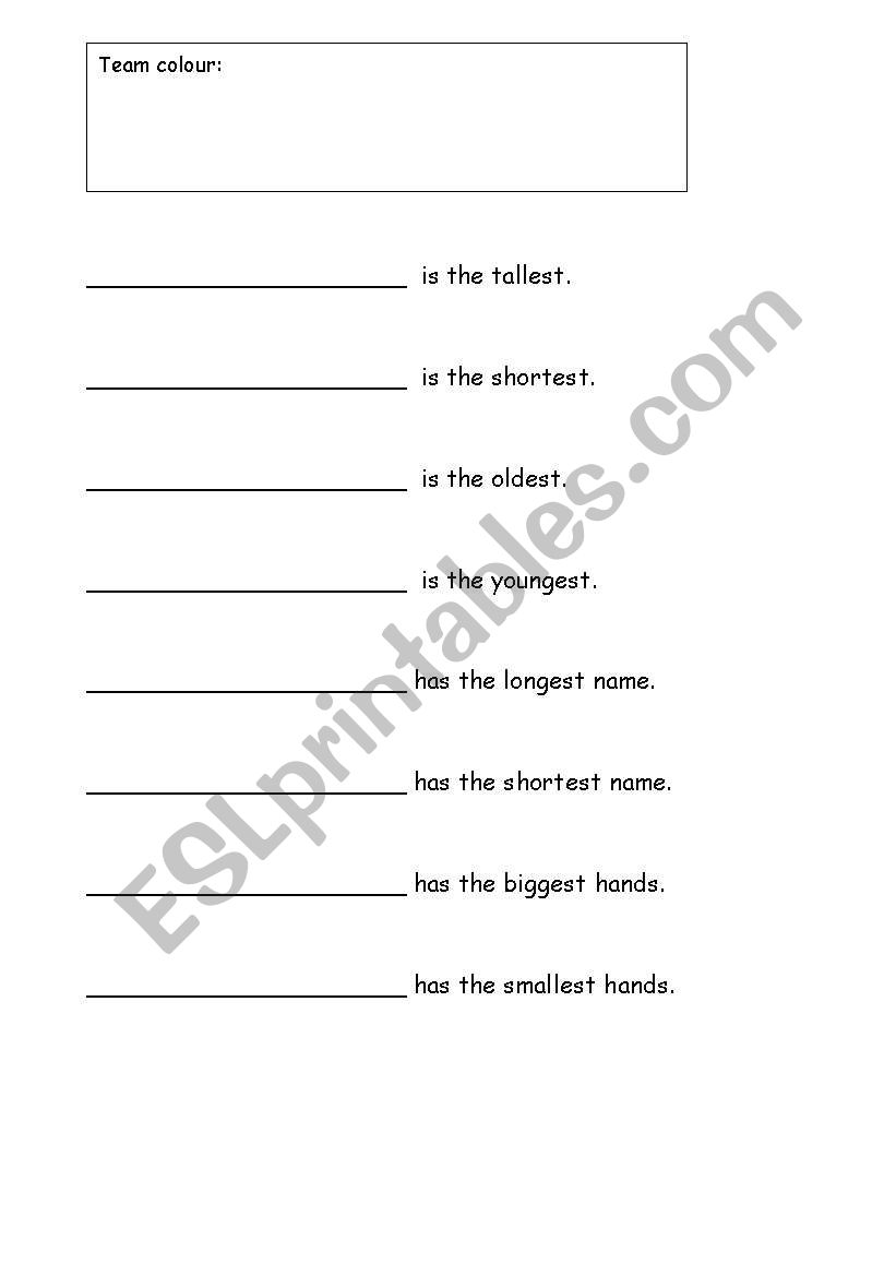 Superlatives survey worksheet