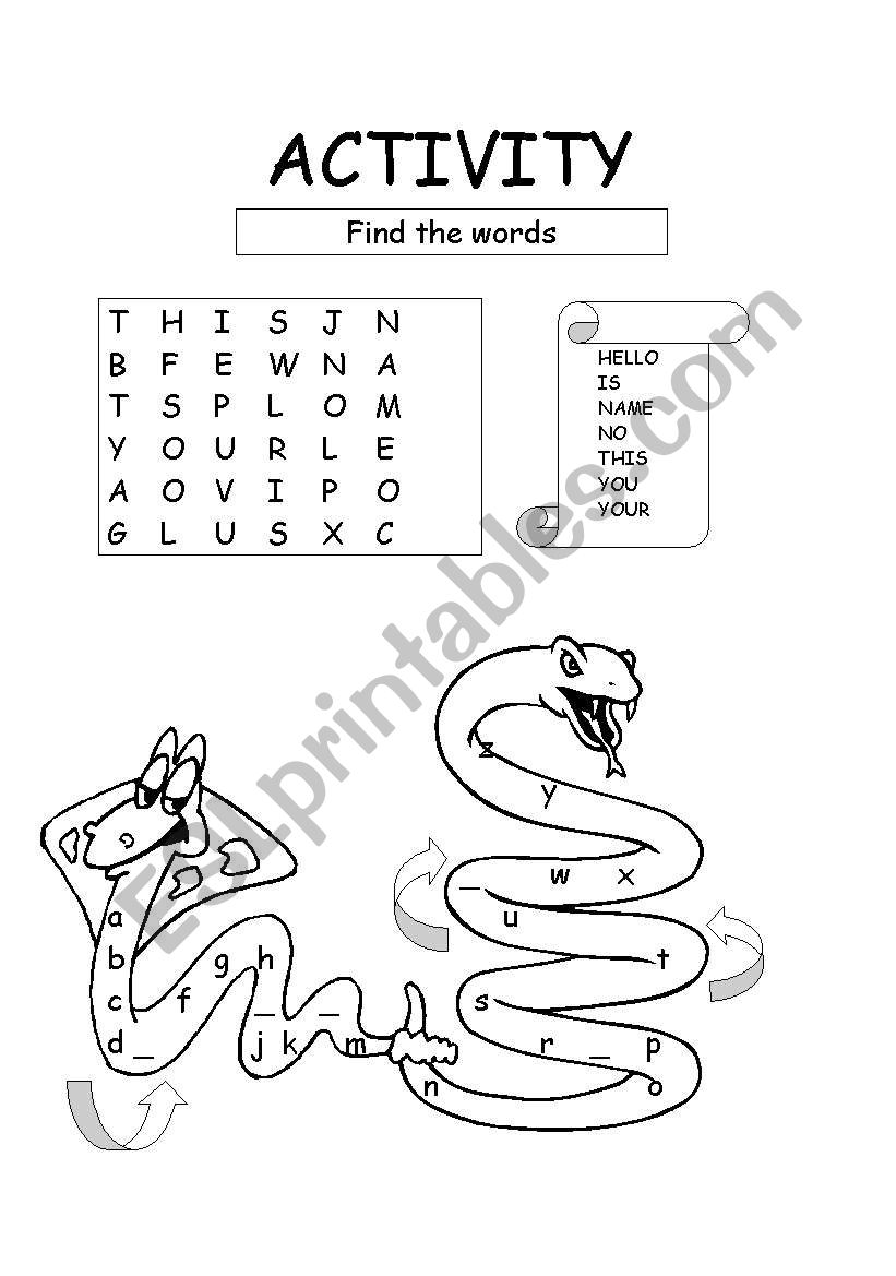 greetings and abc worksheet