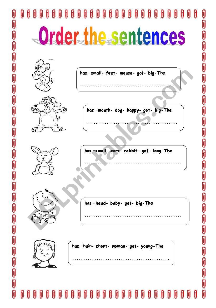 word order worksheet