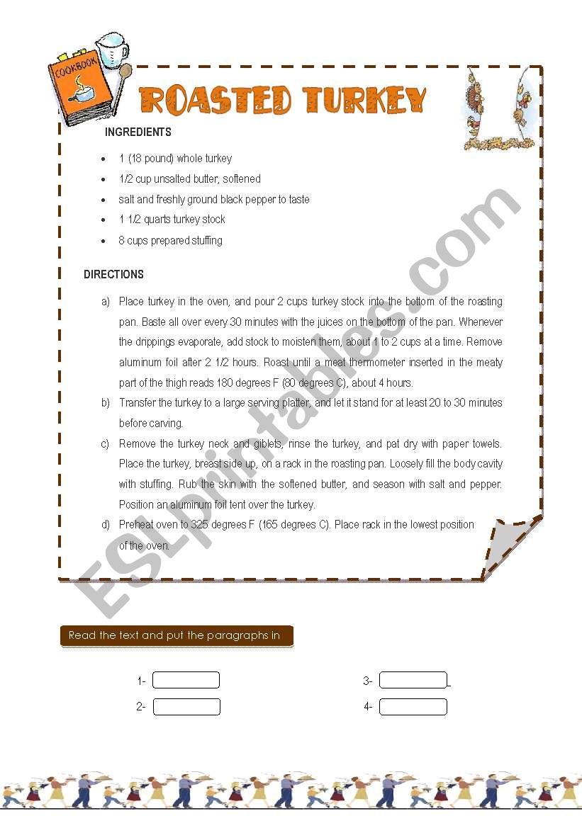 Roasted turkey recipe worksheet