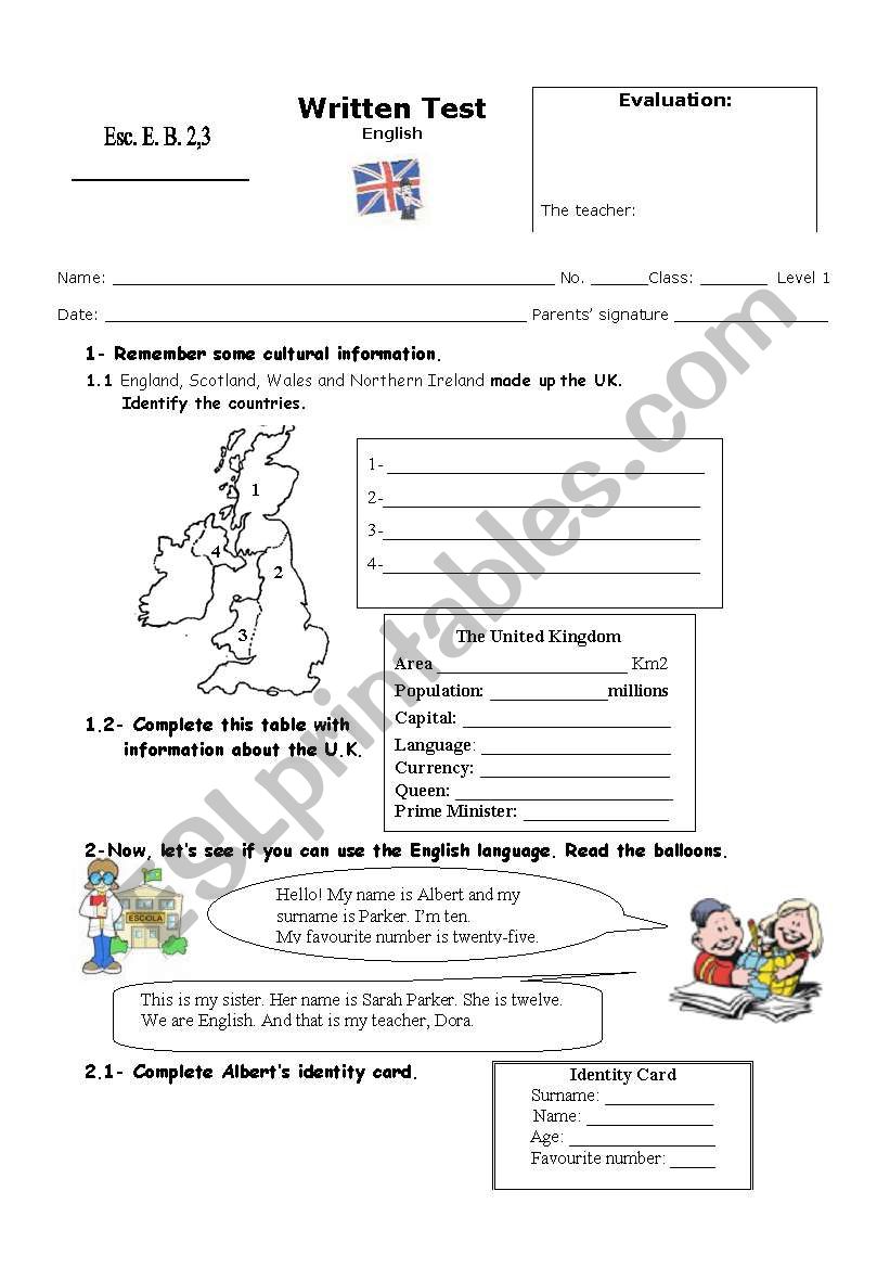 Test for beginners - 5th form worksheet