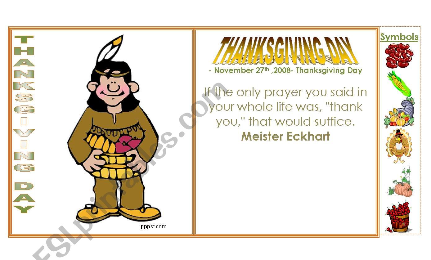 THANKSGIVING DAY CARD worksheet