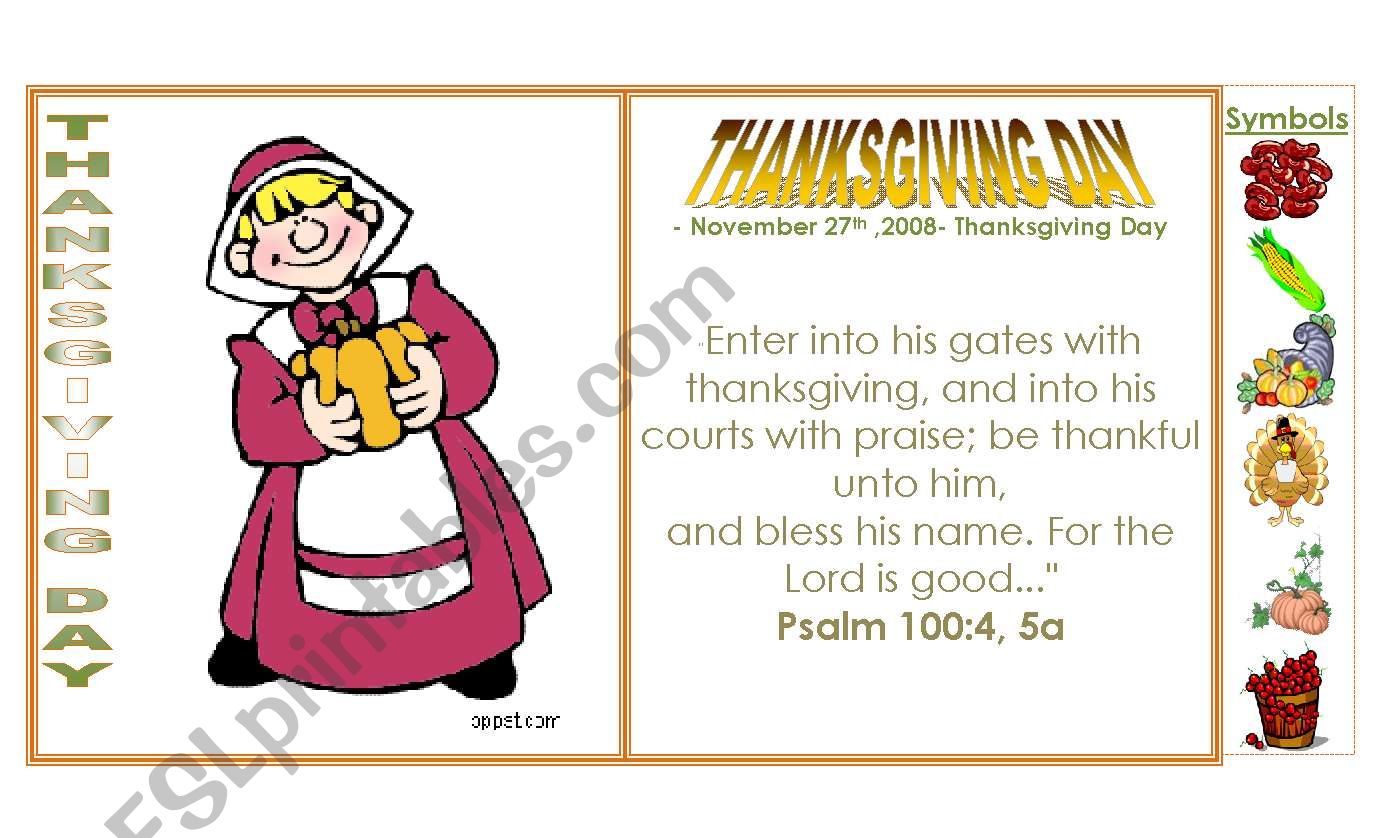 THANKSGIVING DAY CARD worksheet