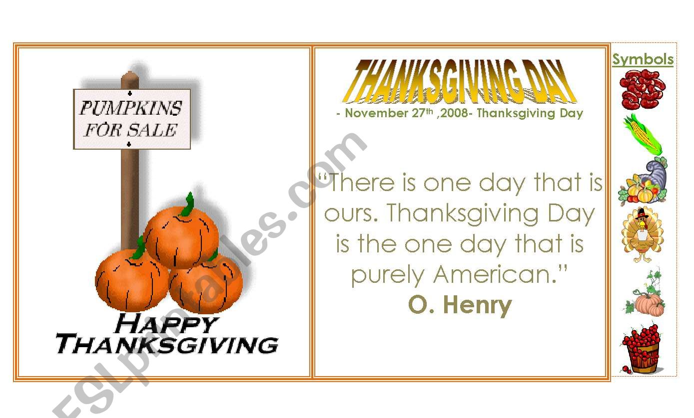 THANKSGIVING DAY CARD worksheet