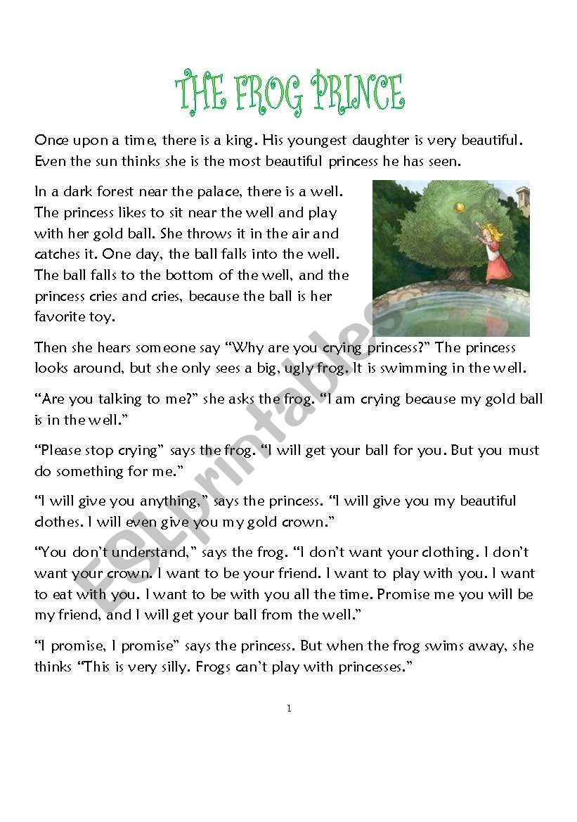 The Frog Prince worksheet