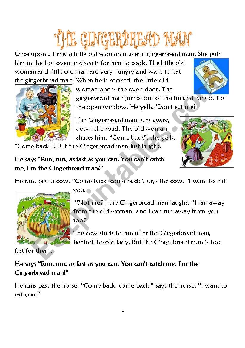 The Gingerbread Man worksheet