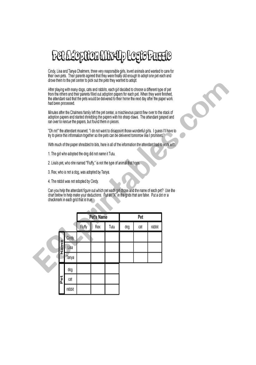 Use Logic worksheet