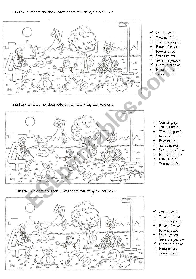 Colour the numbers worksheet