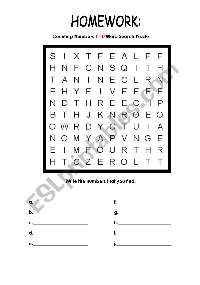 Counting numbers worksheet