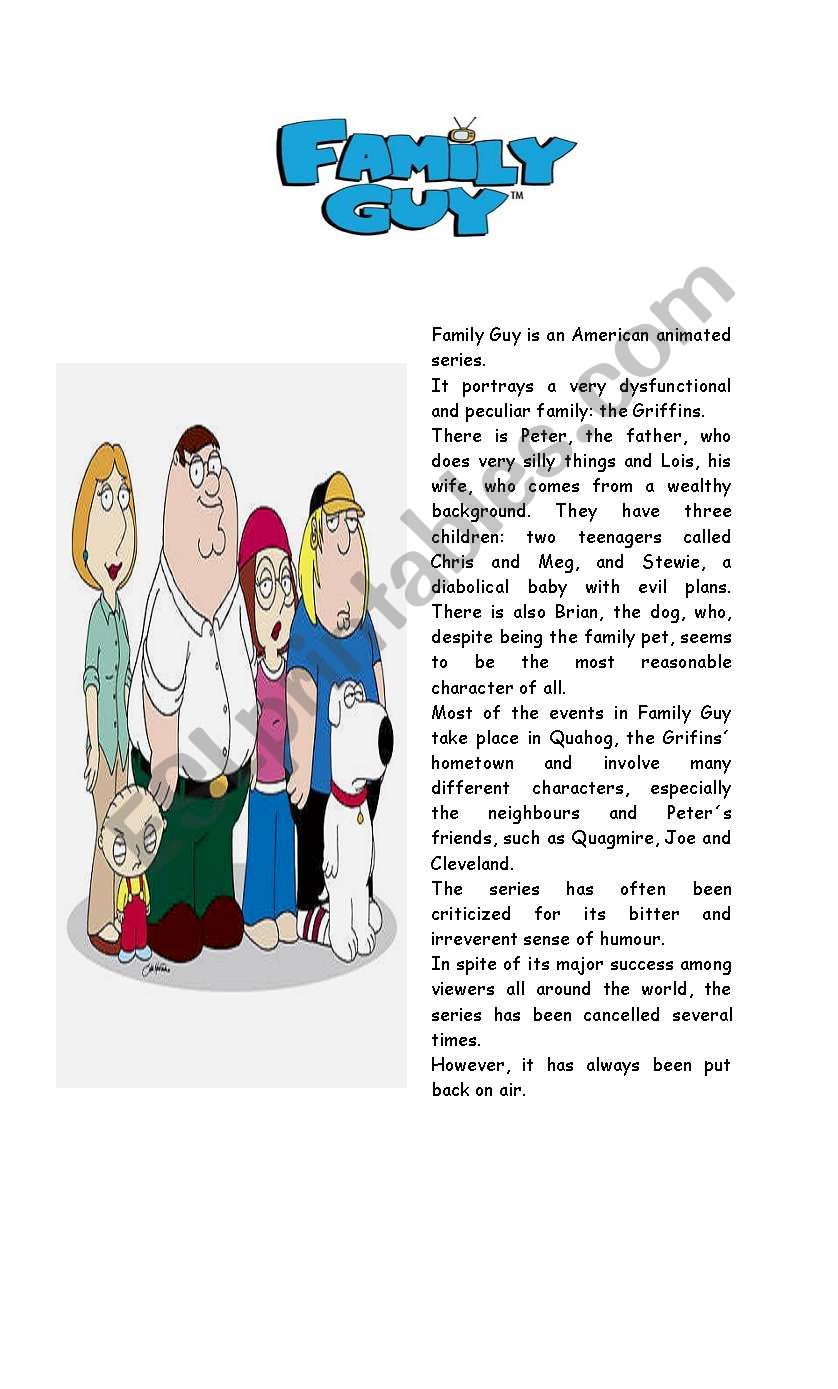 Family Guy Reading Comprehension