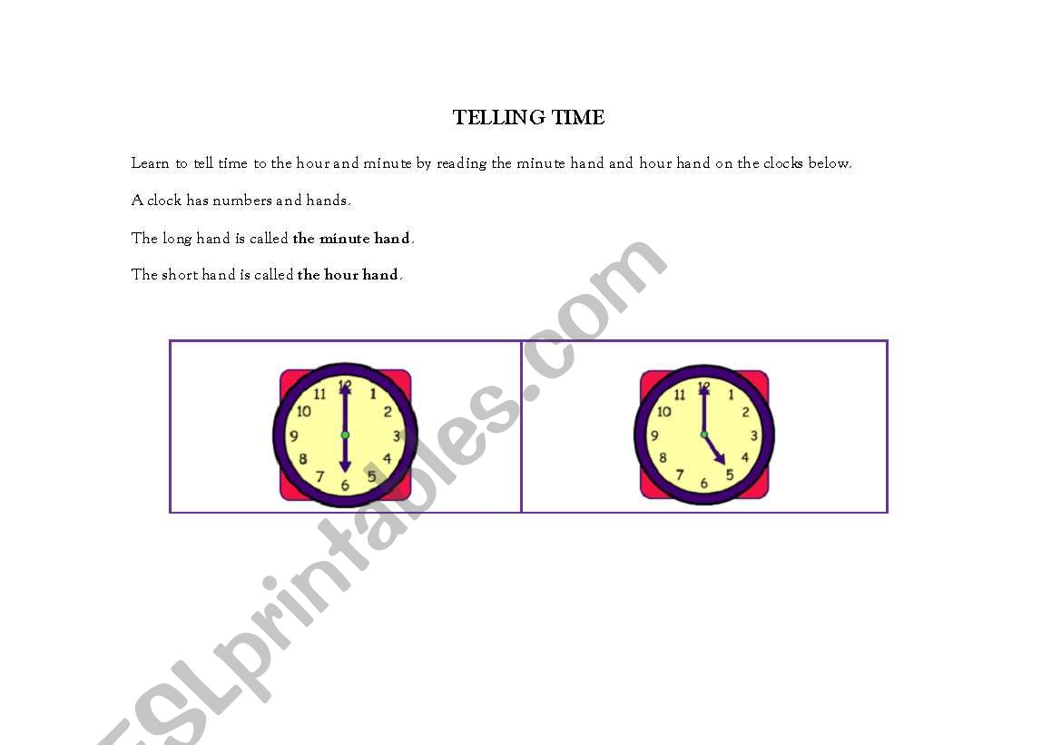 telling time worksheet