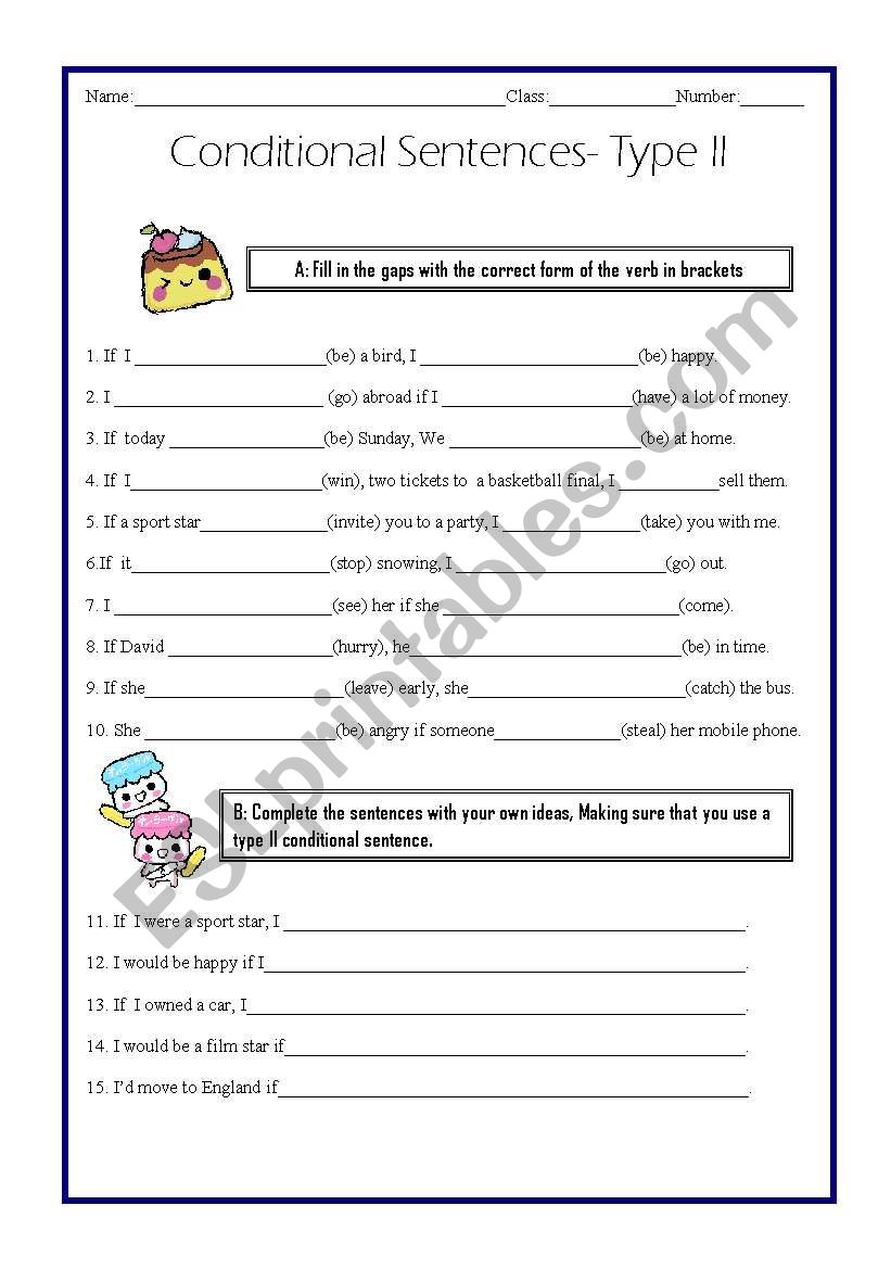 Conditional sentences type II worksheet