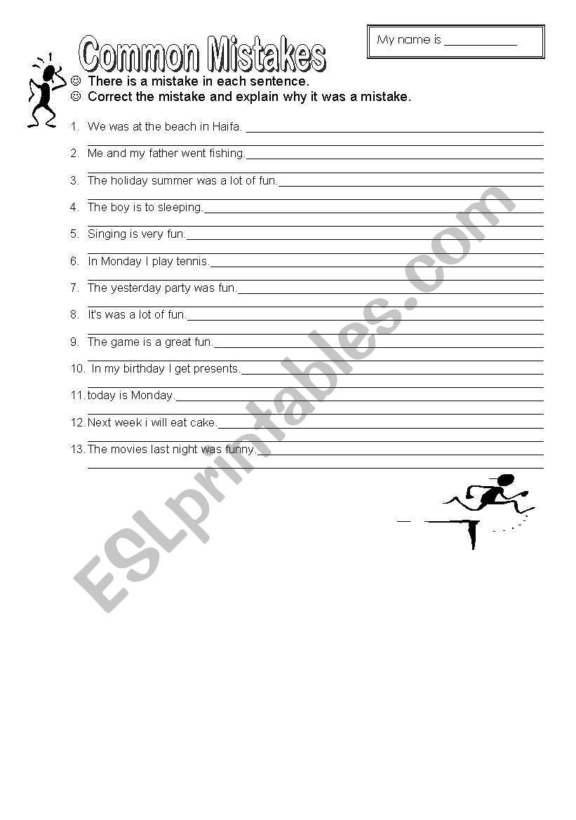 common mistakes quiz page worksheet