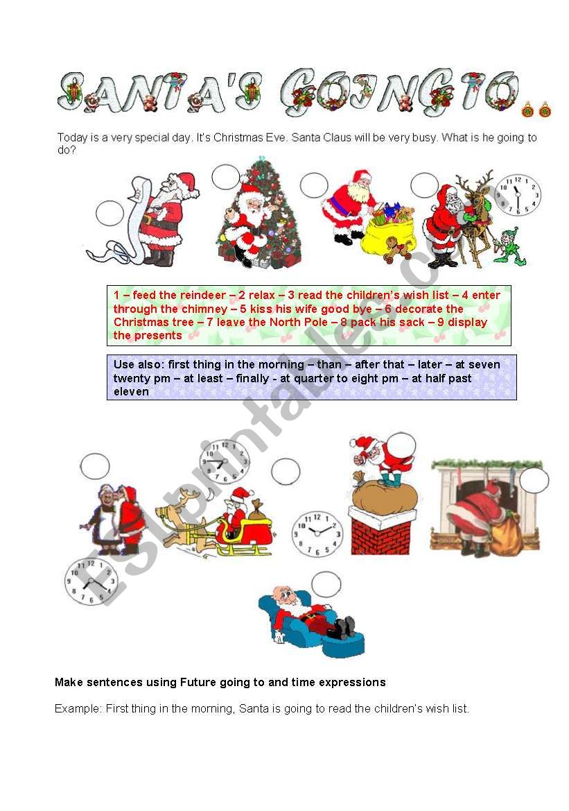 SANTA IS GOING TO... worksheet