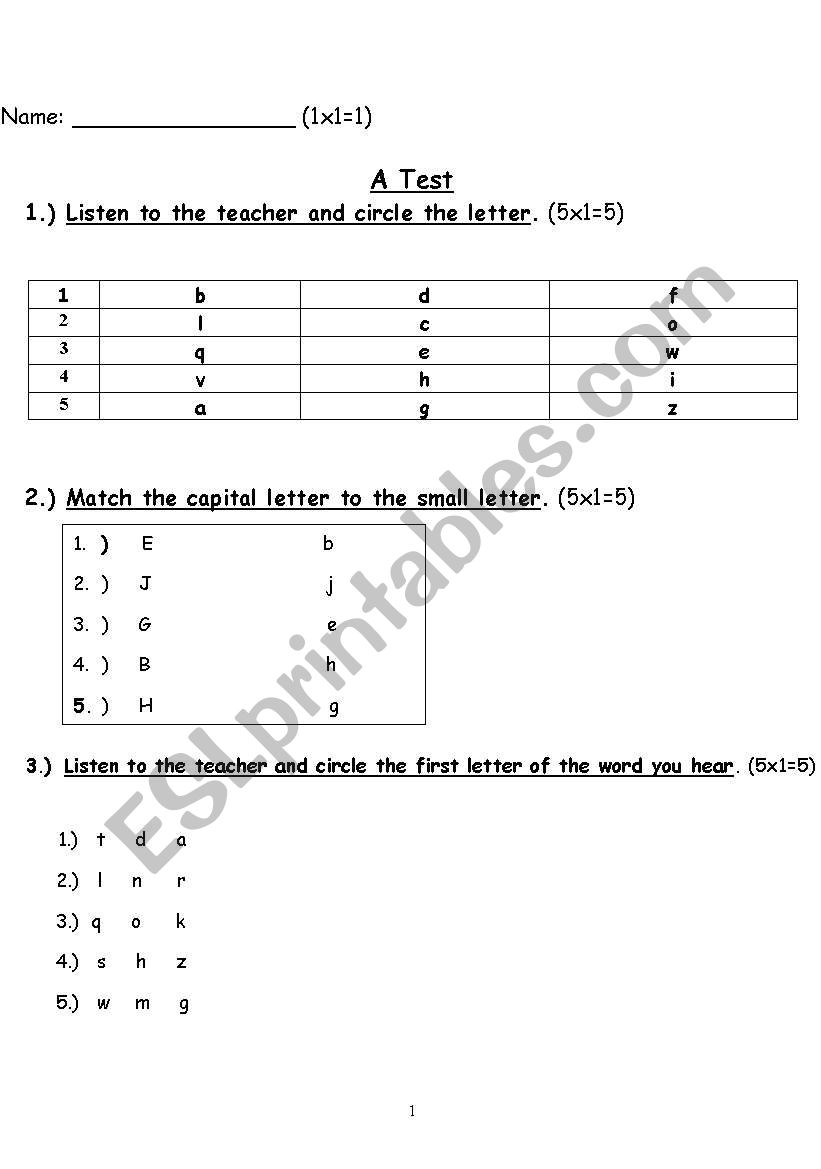 A test worksheet