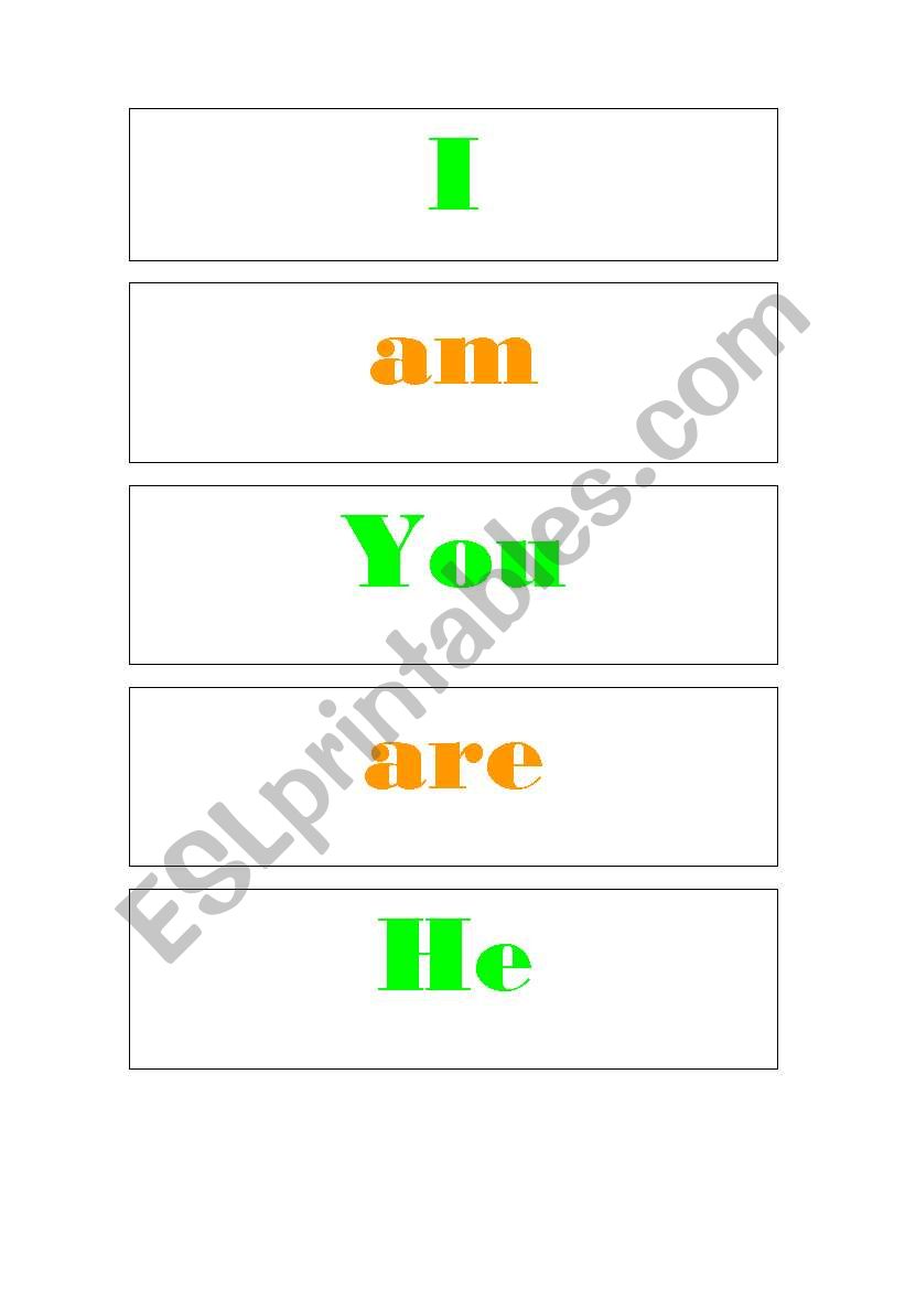 To be cards worksheet