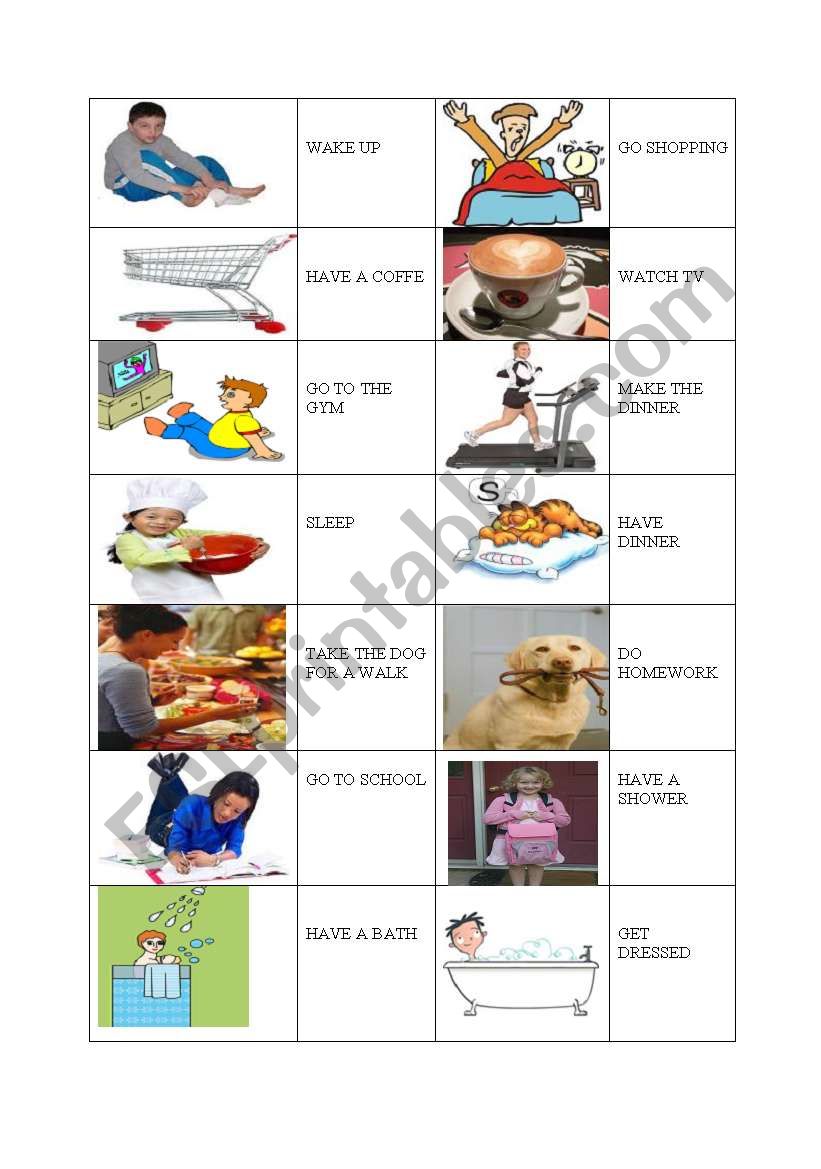 verb domino worksheet