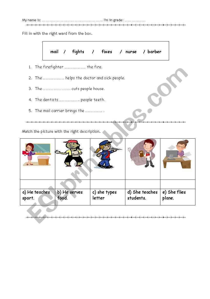 Family Activities worksheet