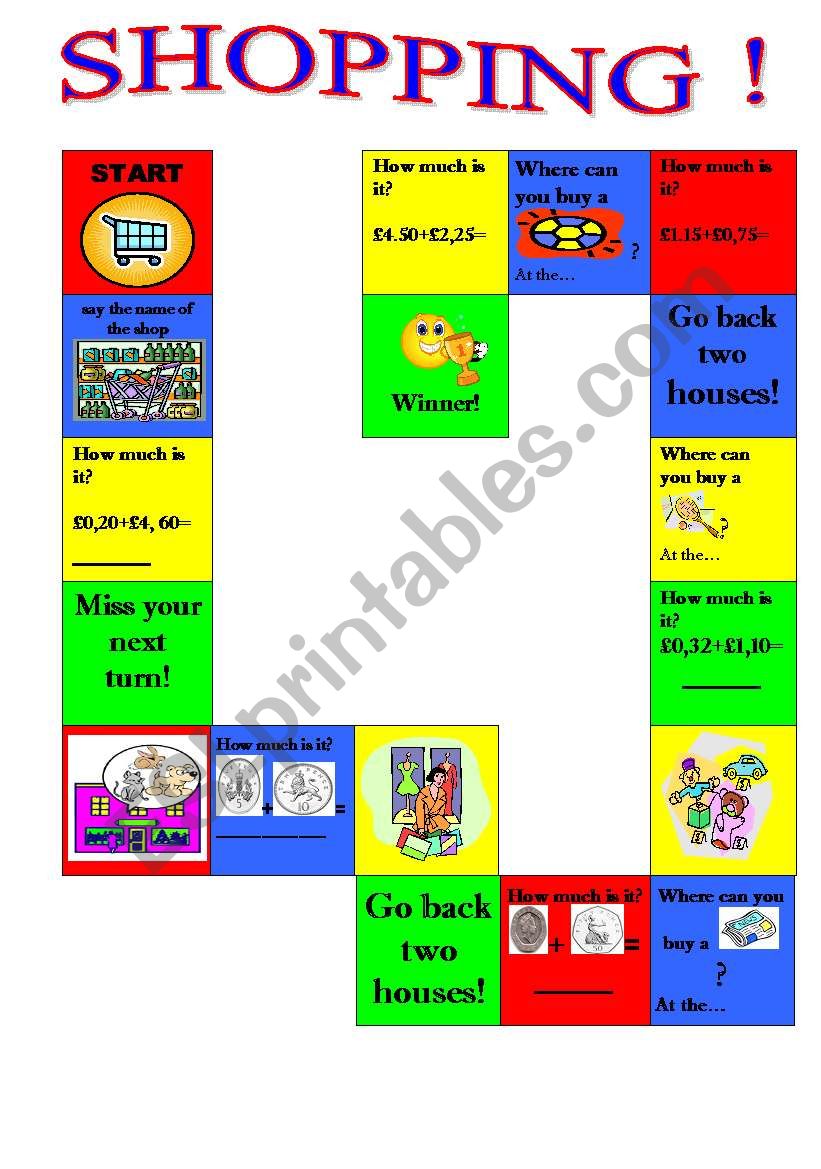 SHOPPING BOARDGAME worksheet