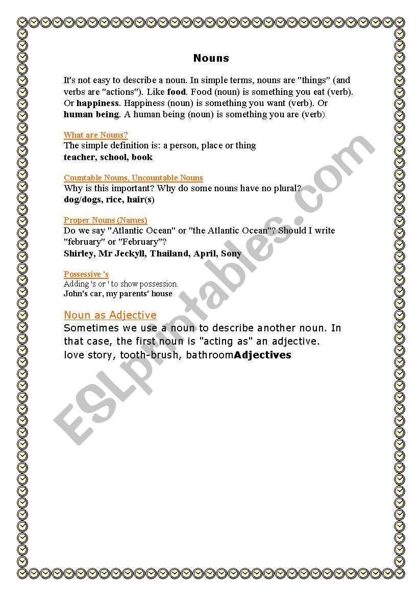 Nous worksheet