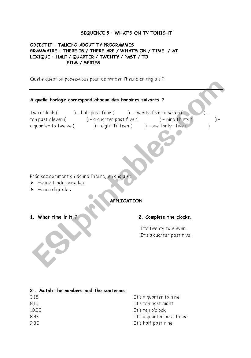 what time is it? worksheet