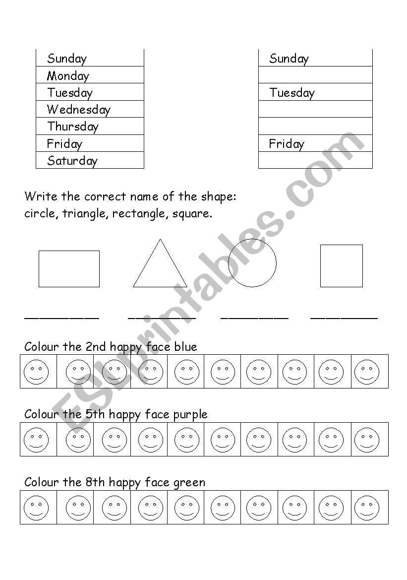 some test ideas worksheet
