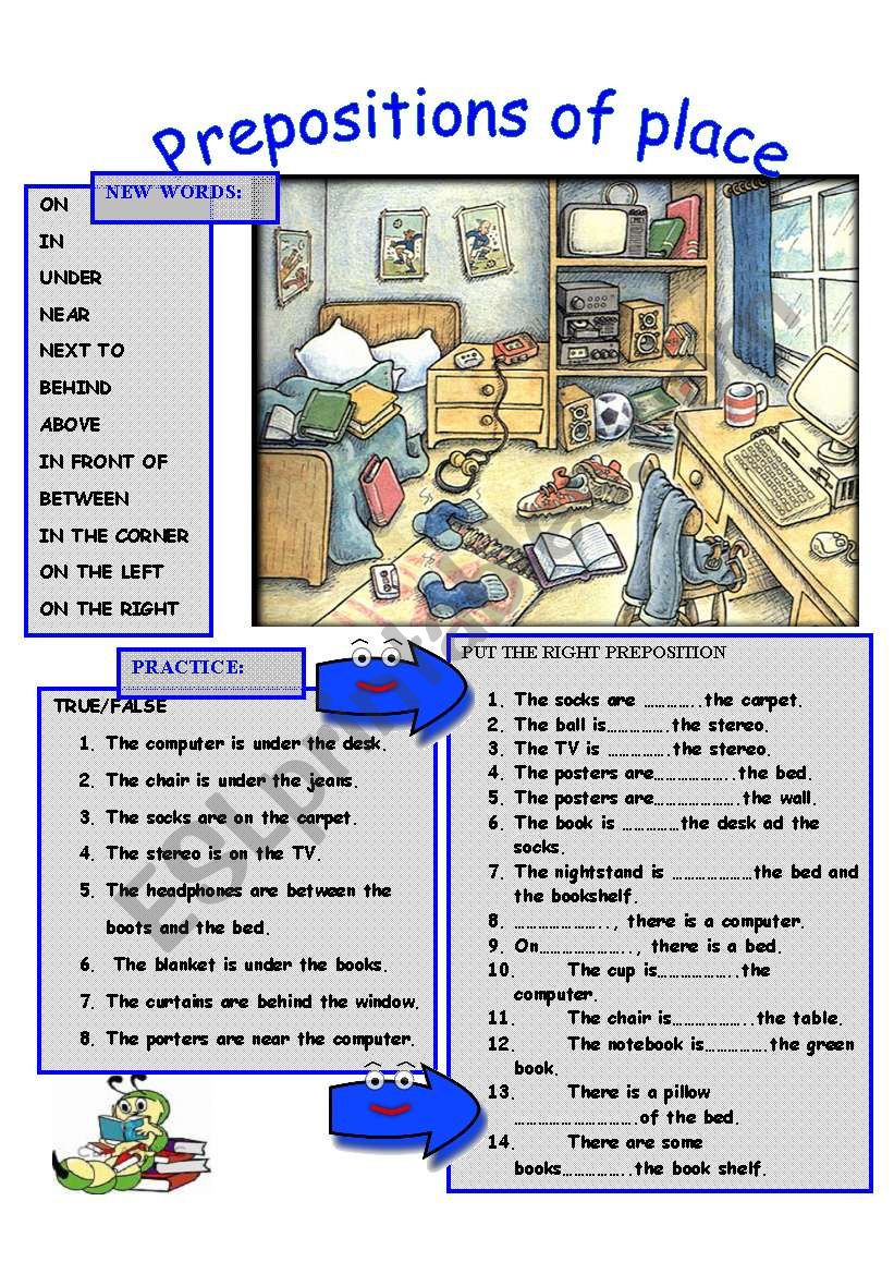 PREPOSITIONS OF PLACE worksheet