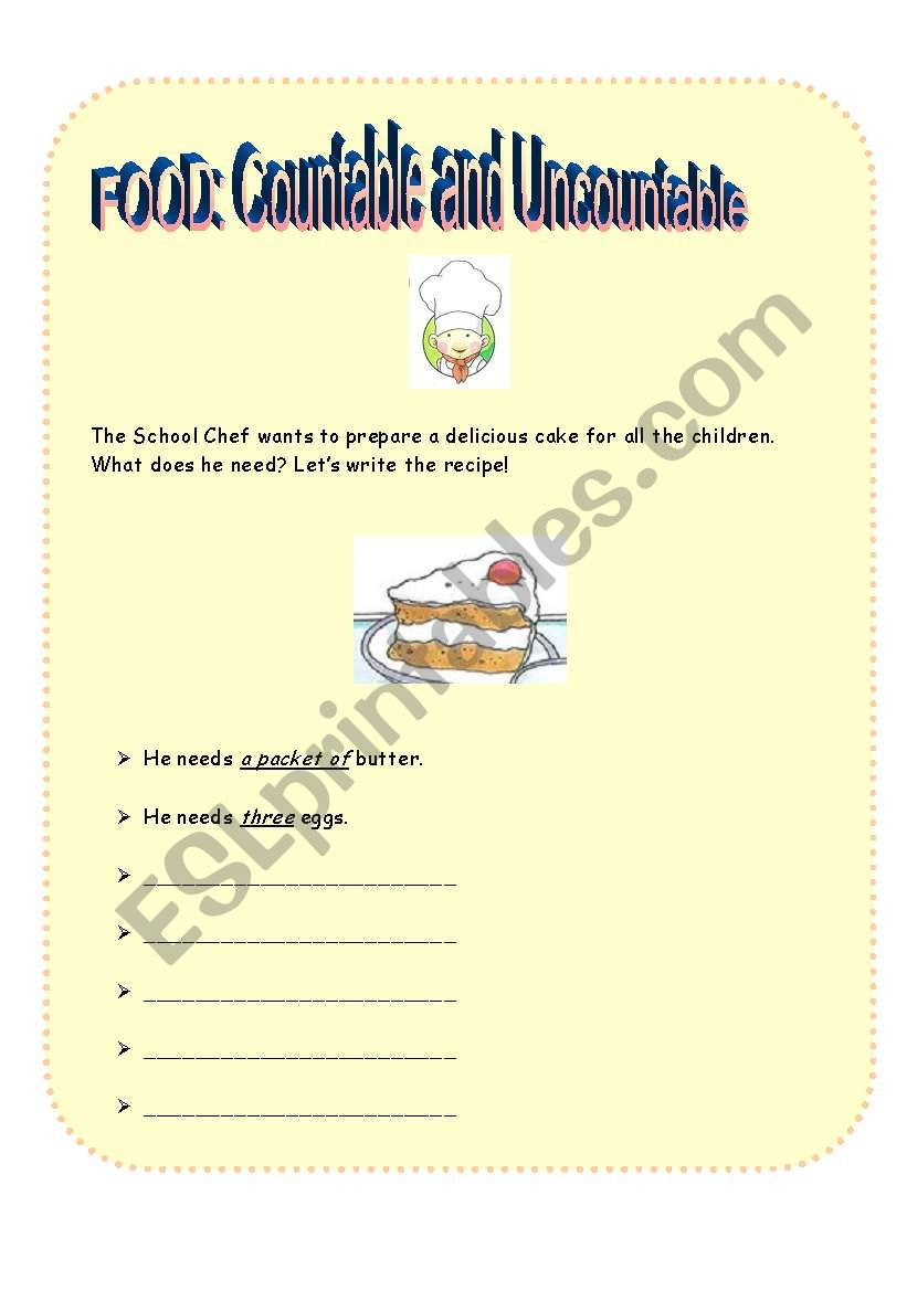 Food: Countable and Uncountable Nouns Part 2