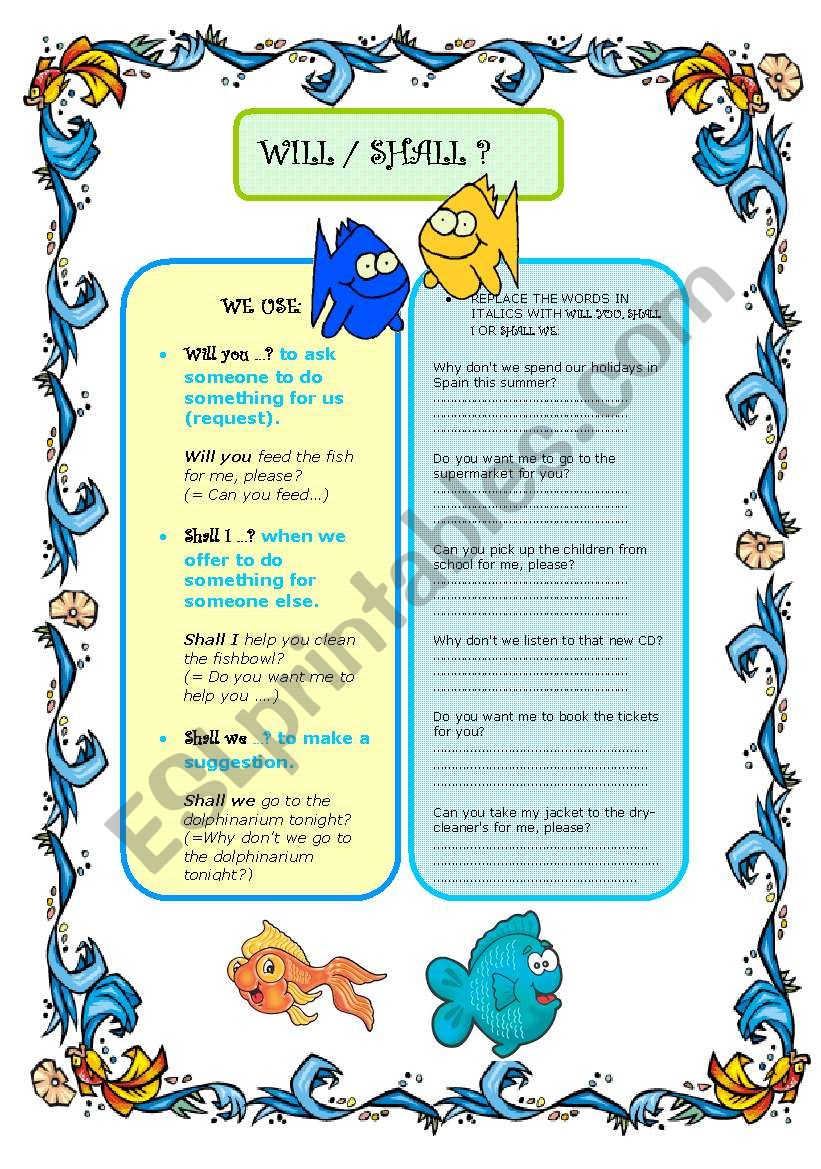 WILL / SHALL ? (explanation and exercise)