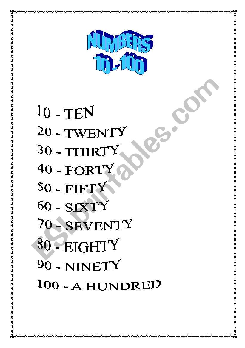 Numbers worksheet