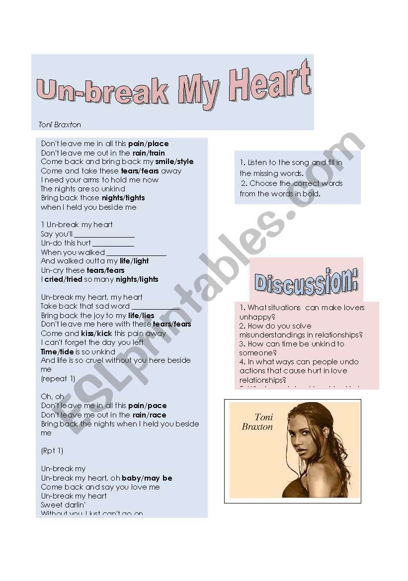 un-break my heart / song and prefixes