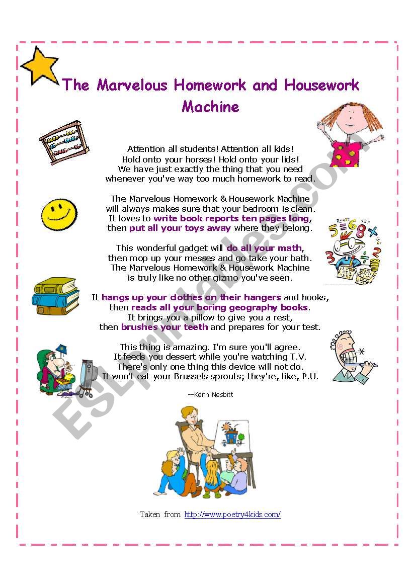 The Marvelous Homework Machine ( funny poem)