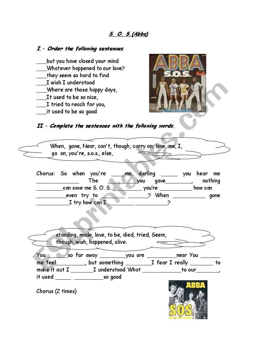 SOS by Abba worksheet