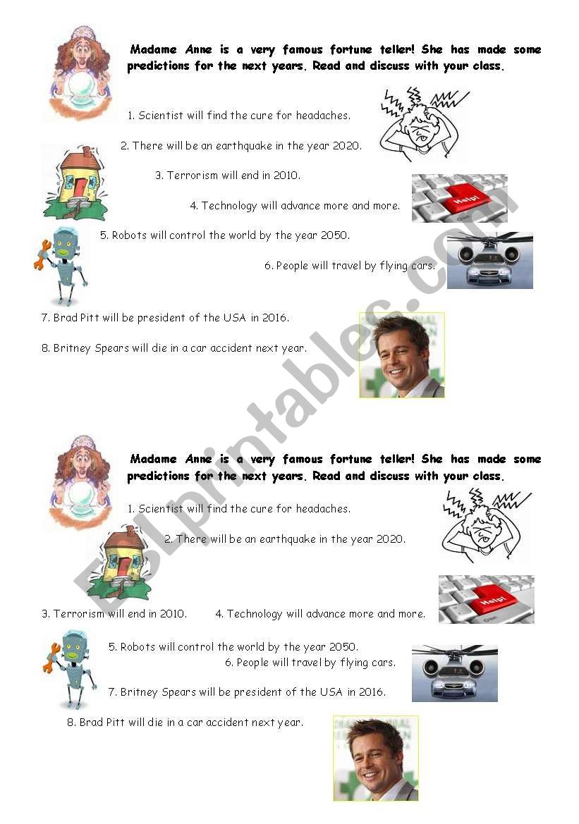 Predictions with WILL worksheet
