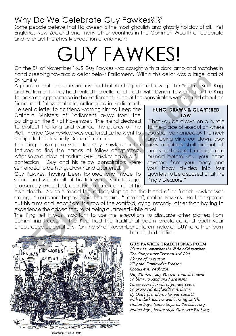 Guy Fawkes - A History worksheet