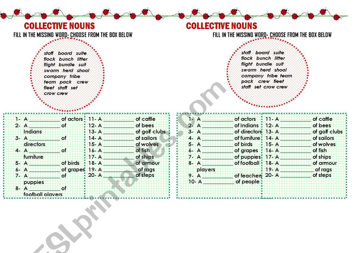 Collective Nouns worksheet