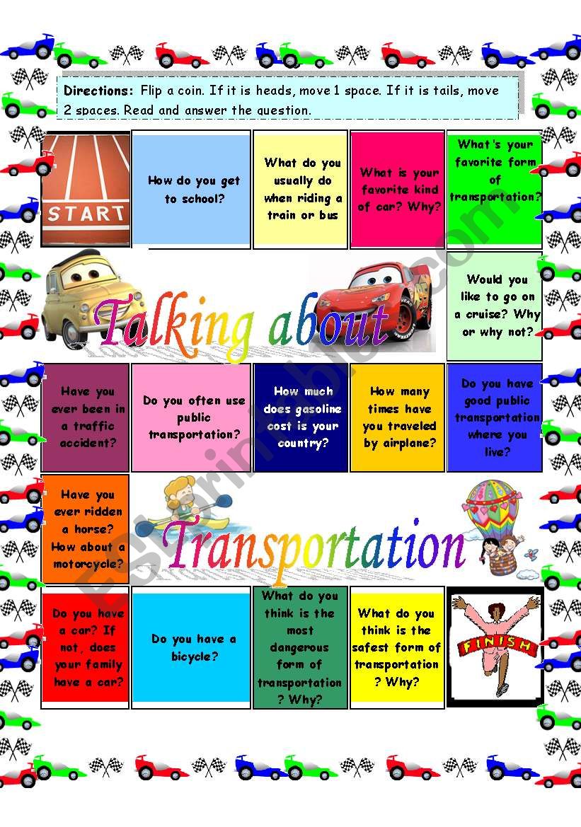 Talking about transportation worksheet