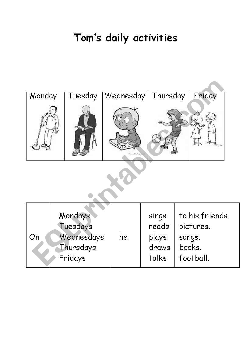 Daily activities worksheet