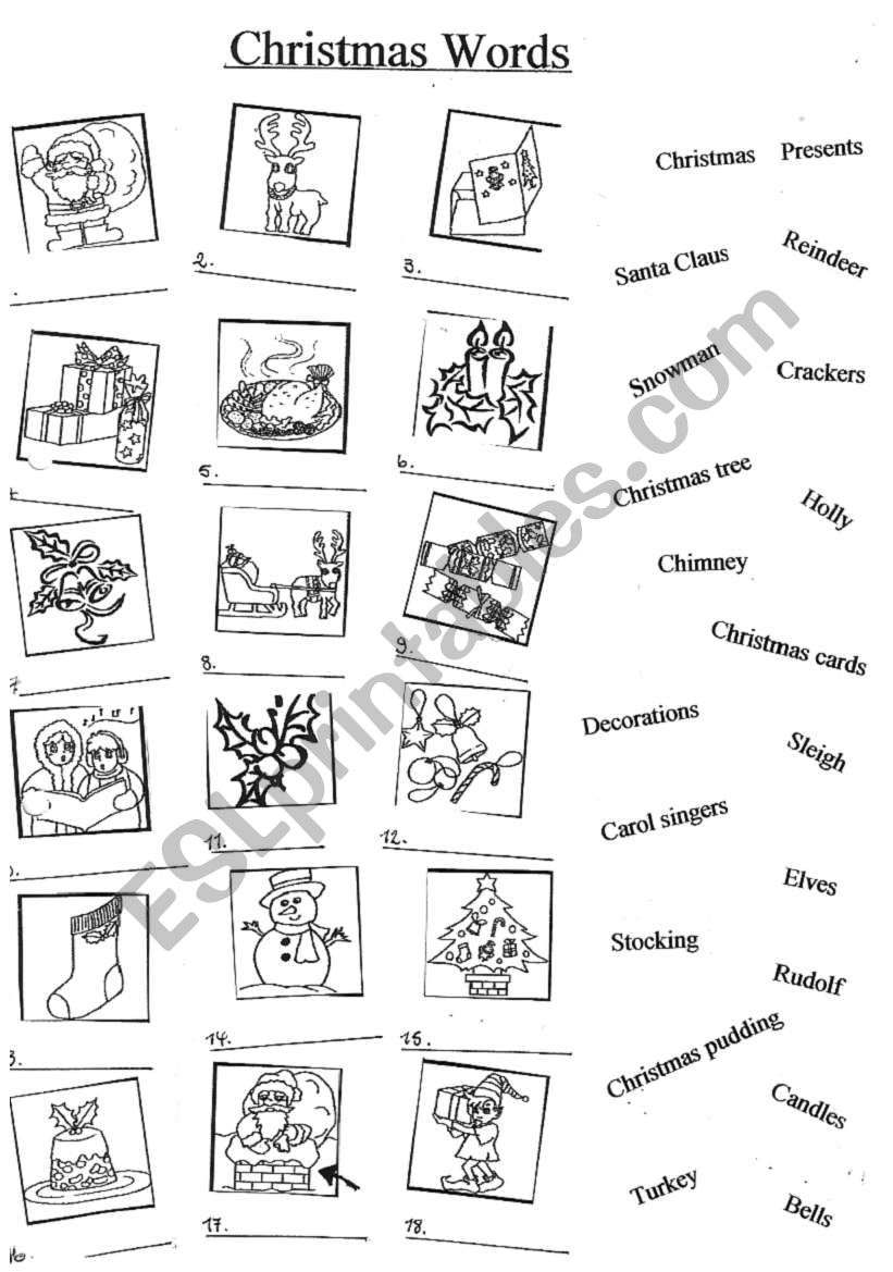 Christmas words worksheet