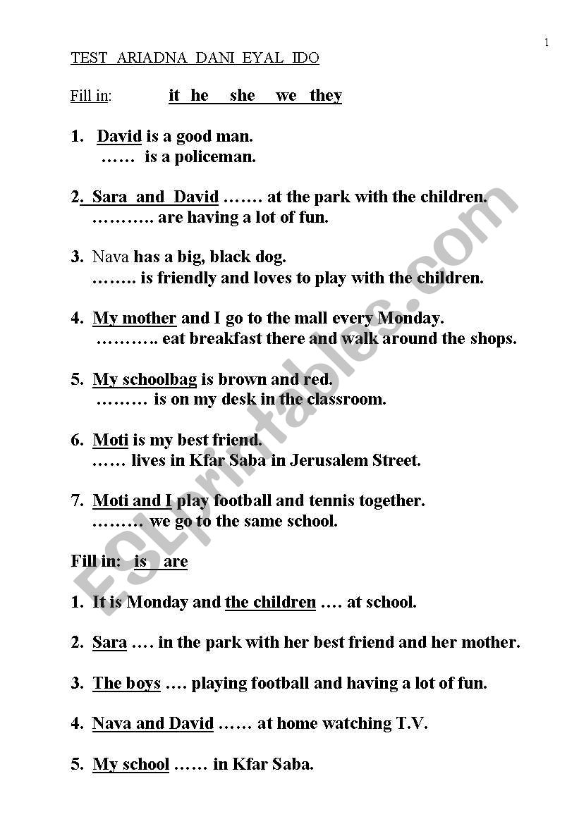 pronouns for young learners worksheet