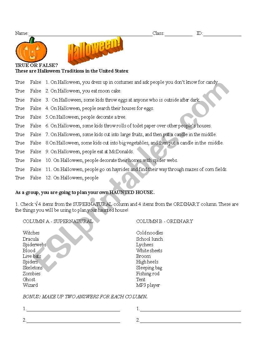 Halloween Party worksheet