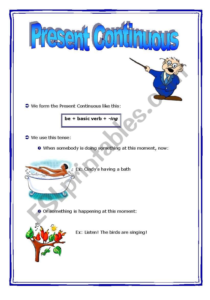 Present Continuous - Grammar and exercises