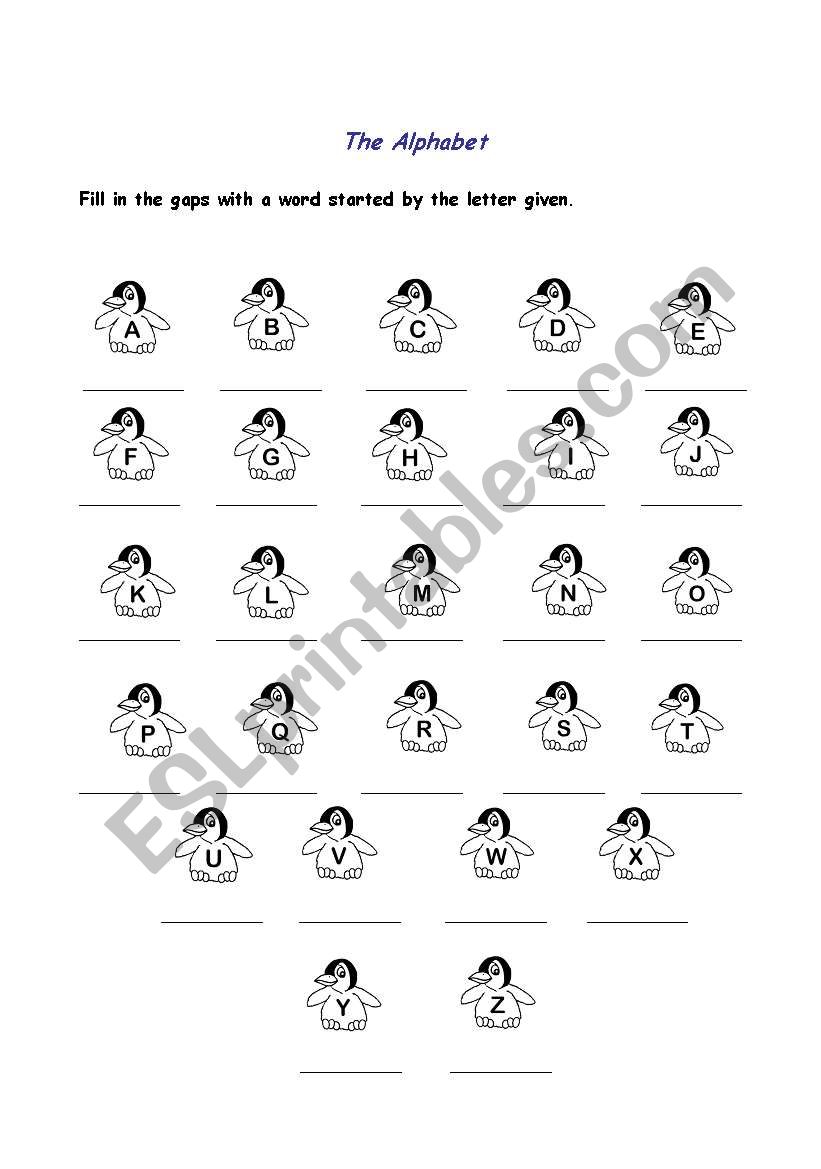 English alphabet worksheet