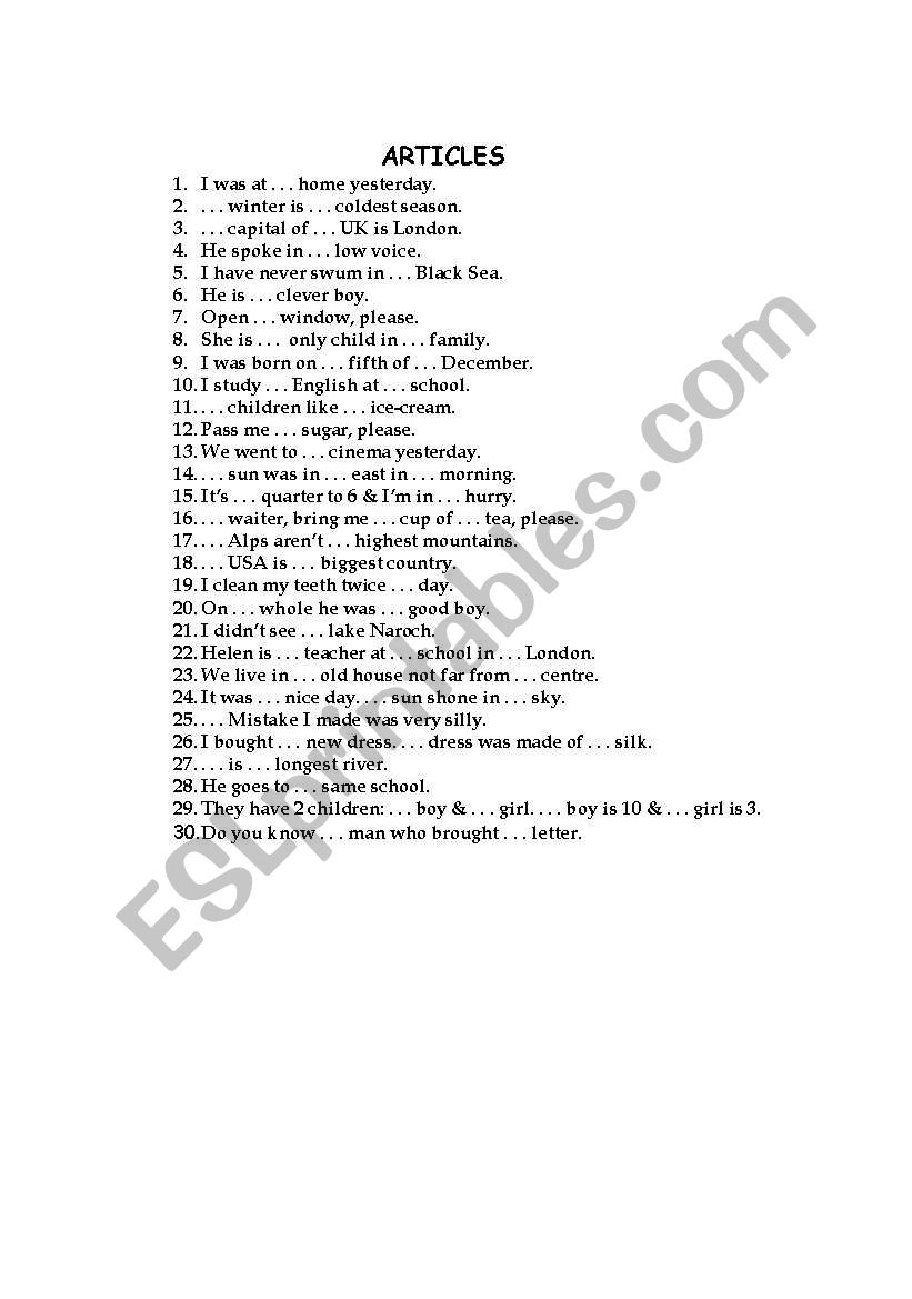 Article worksheet