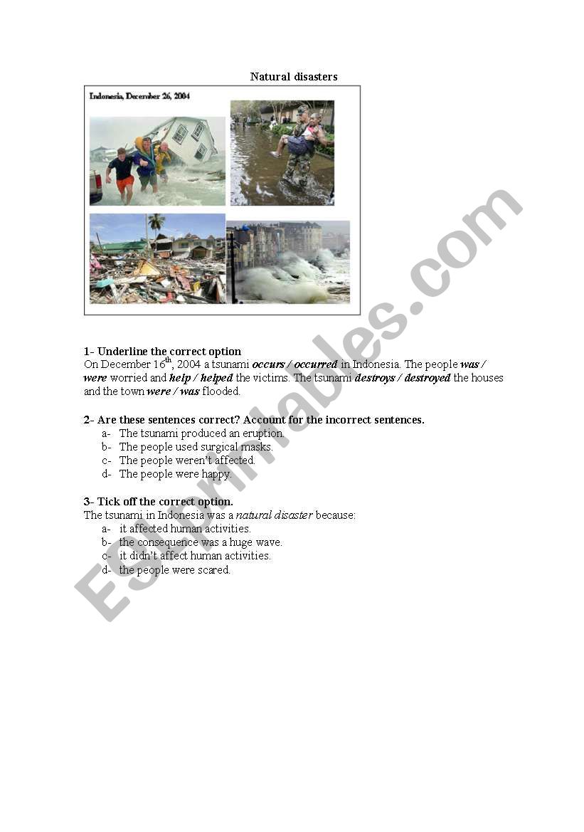 Natural Disasters worksheet