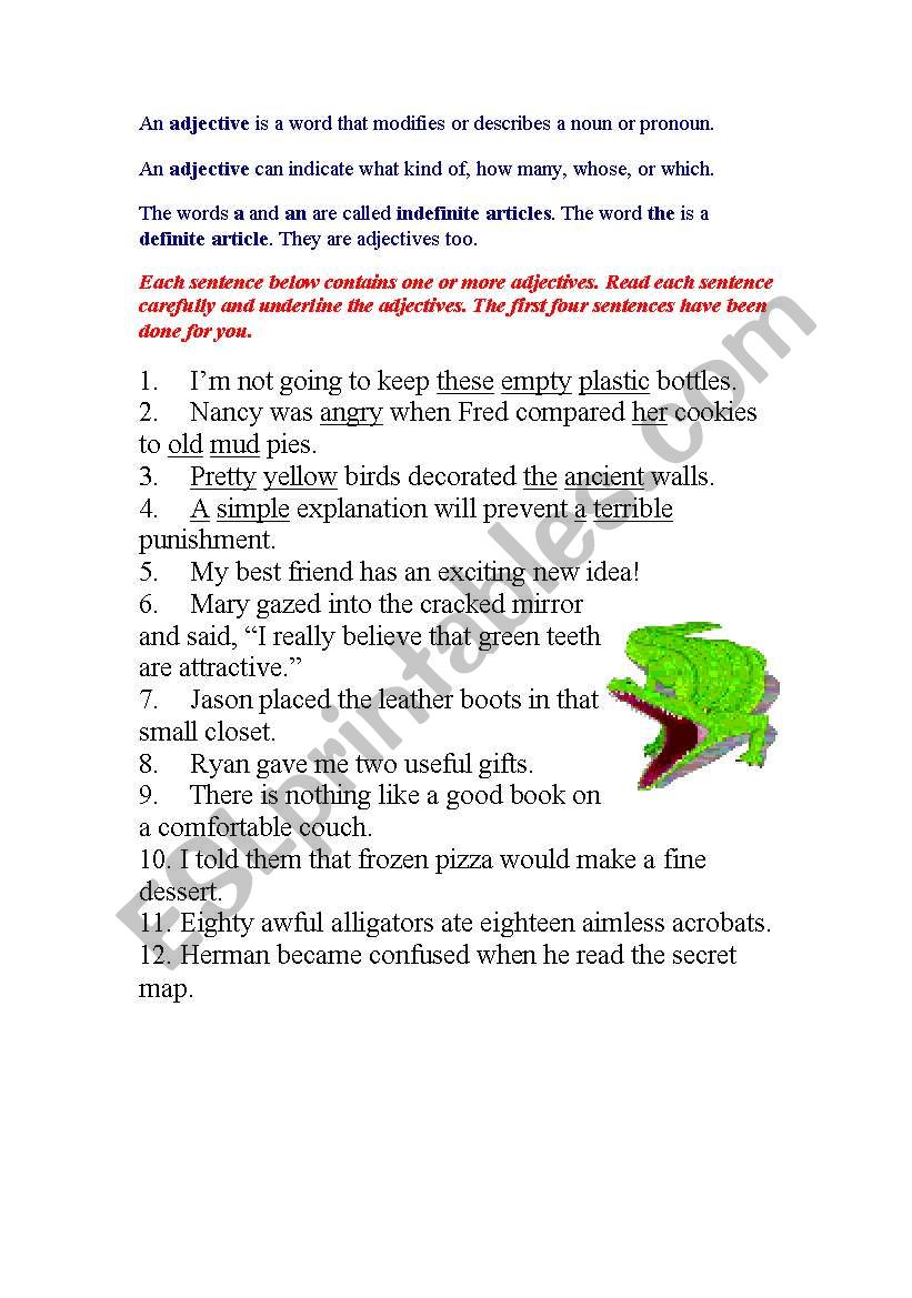 grammar adj worksheet